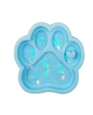 7,6cm x 7,6cm Hologramlı Kedi Ayak İzli Anahtarlık Kalıbı - Kod:526