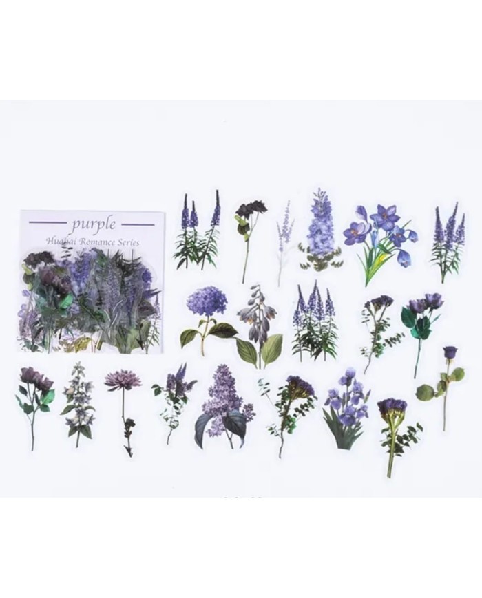 1 Paket - Mix Mor Çiçek Sticker