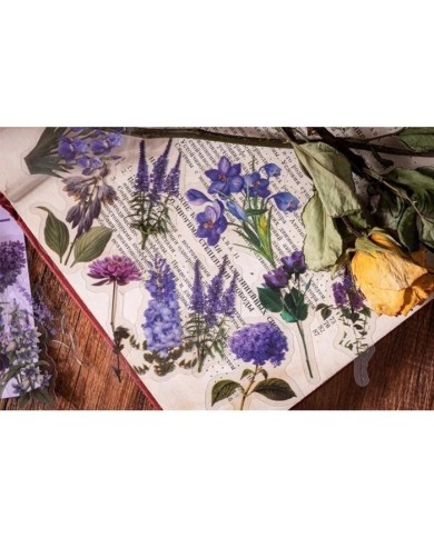 1 Paket - Mix Mor Çiçek Sticker