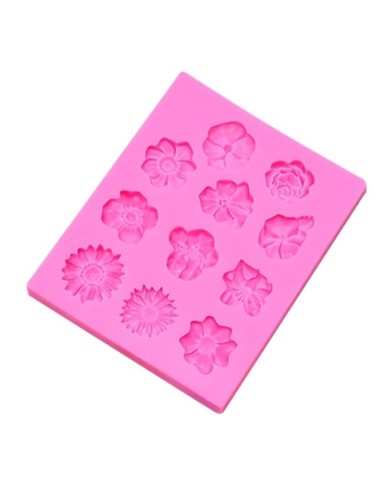 11'li Çiçek Polimer Kil - Mum Silikon Kalıp - Kod:1211