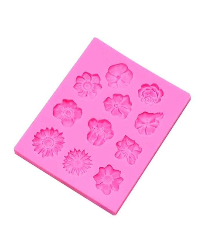 11'li Çiçek Polimer Kil - Mum Silikon Kalıp - Kod:1211