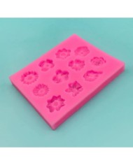 11'li Çiçek Polimer Kil - Mum Silikon Kalıp - Kod:1211