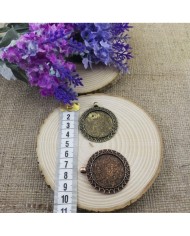Kolye Ucu - Kenarı Şekilli Eskitme Oval Bakır