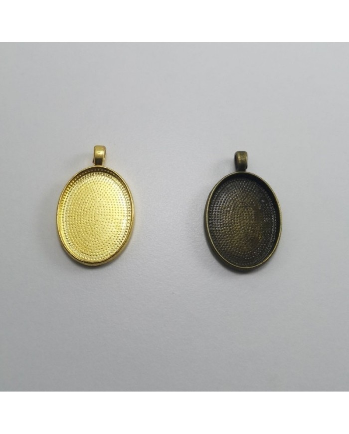 Metal Kolye Ucu - Oval - Antik Sarı 1 Adet