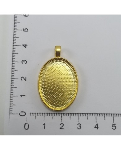 Metal Kolye Ucu - Oval - Antik Sarı 1 Adet