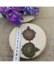 Kolye Ucu - Kenarı Şekilli Oval Eskitme Bakır
