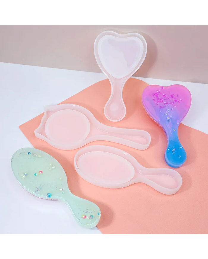 Kalp Epoksi Tarak Kalıp Seti - Hobi Silikon Kalıbı - Kod:1208