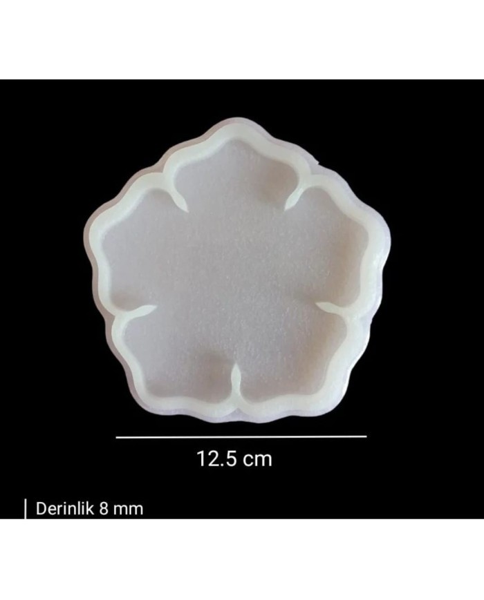 5 Adet 12,5cm - Çiçek Model Bardak Altı Kalıbı
