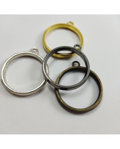 Yuvarlak Üstten Kulplu  Reçine Metal Kolye Ucu - Gold