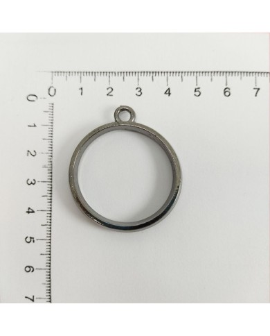 Yuvarlak Üstten Kulplu  Reçine Metal Kolye Ucu - Füme