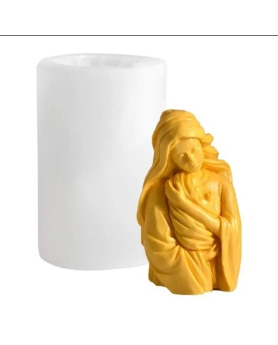 Bakire Mary İsa Anne Bebek Mum Silikon Kalıbı - Kod:1183