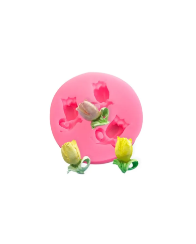3 Küçük Lale Silikon Kalıp - Hobi Silikon Kalıbı -Kod:1133
