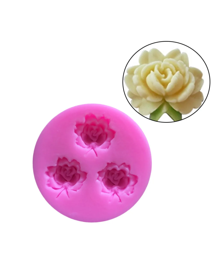 3D Gül Çiçek Desenli Silikon Kalıp - Hobi Silikon Kalıbı -Kod:1134