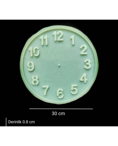 Türkçe Rakamlı 30 Cm Saat Kalıbı - Hobi Silikon Kalıbı