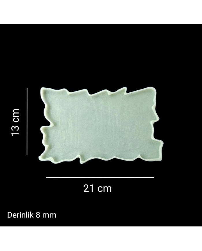 Eksantrik Dikdörtgen Silikon Epoksi Reçine Tepsi Kalıbı - 21 cm
