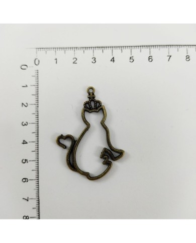 Taçlı Kedi Model Reçine Metal Kolye Ucu
