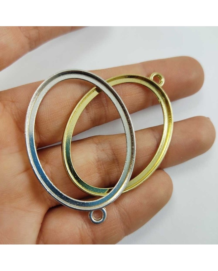 Oval Model Reçine Metal Kolye Ucu