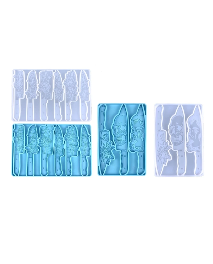 Kafatası, Bıçak ve Çiçek Şekilli Reçine Epoksi Hobi Silikon Kalıp - Kod: 1098