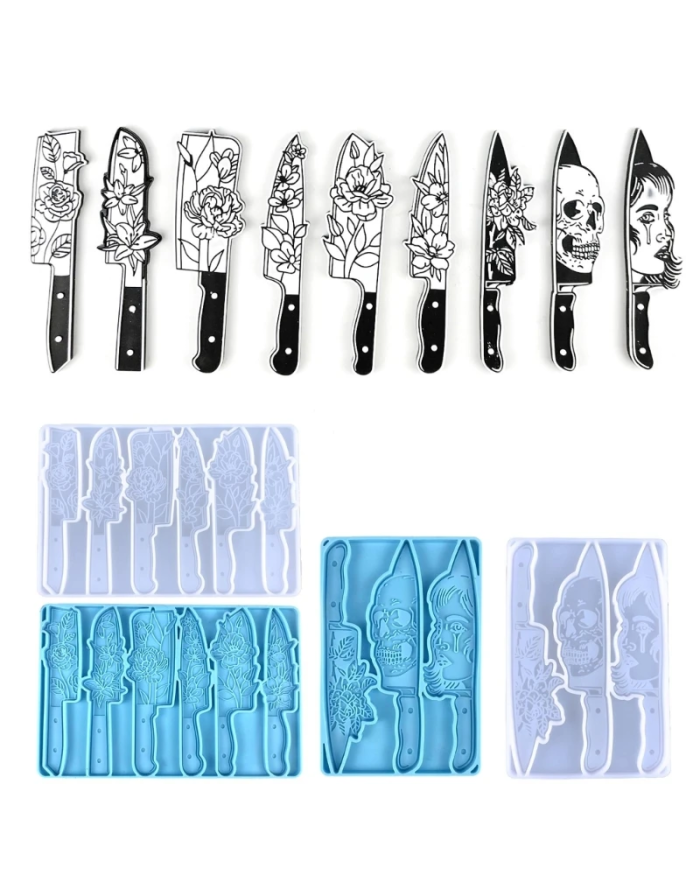 Bıçak ve Çiçek Şekilli Reçine Epoksi Hobi Silikon Kalıp - Kod: 1099