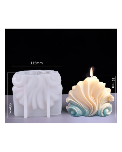 Dalga Kabuk Model -  Hobi Silikon Mum Kalıbı - Kod:1177