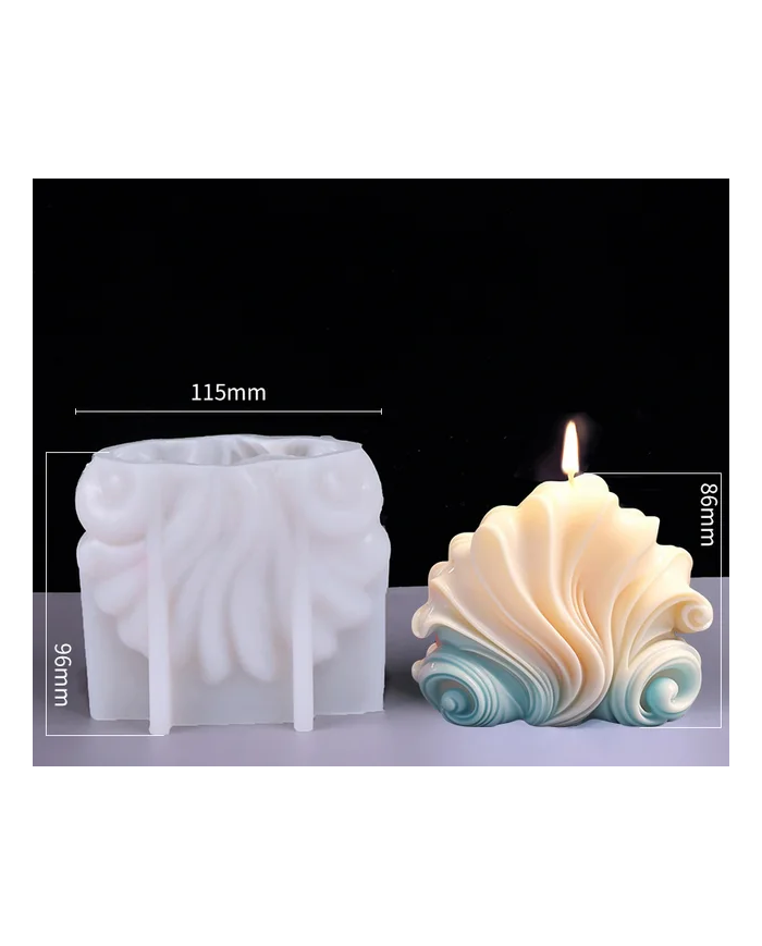 Dalga Kabuk Model -  Hobi Silikon Mum Kalıbı - Kod:1177