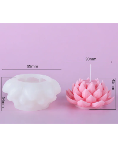 Büyük Lotus Model - Silikon Mum Kalıbı - Kod:1184