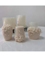 Çiçek Motifli Mum Kalıbı - Hobi Silikon Kalıbı -Kod:1187