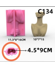 İskandinav İnsan Vazo Dekoratif Beton Kalıbı - Hobi Silikon Kalıbı -Kod:1064B