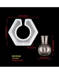 Altıgen Vazo Epoksi Kalıbı - Hobi Silikon Kalıbı - Kod: 1210