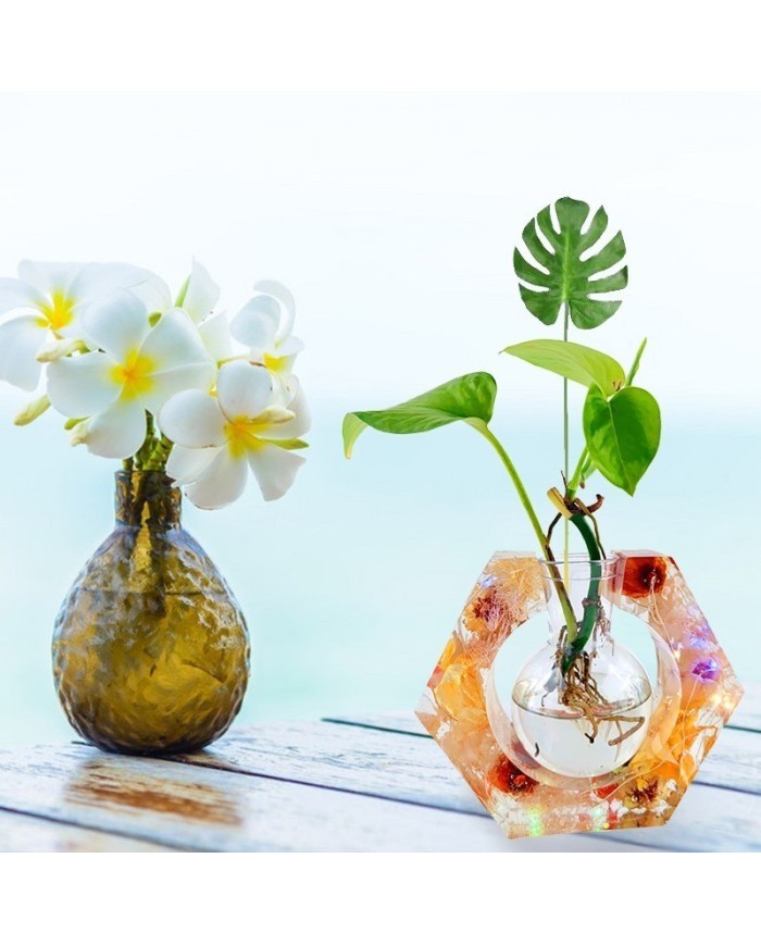 Altıgen Vazo Epoksi Kalıbı - Hobi Silikon Kalıbı - Kod: 1210