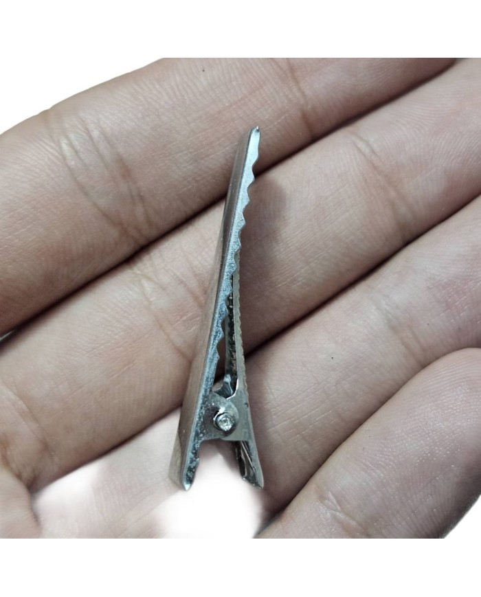 Parlak Gümüş Renkli Timsah Klips - 4cm - 25 Adet