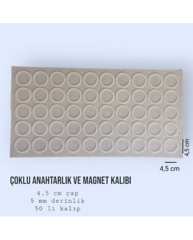 50'li 4,5 cm Yuvarlak Anahtarlık ve Magnet Silikon Kalıbı 1.kalite