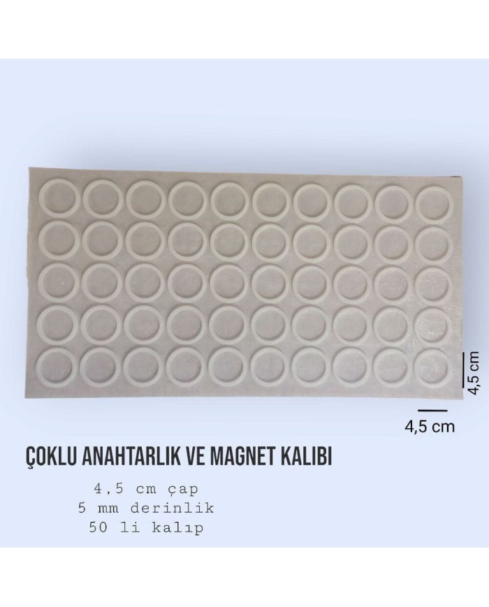50'li 4,5 cm Yuvarlak Anahtarlık ve Magnet Silikon Kalıbı 1.kalite