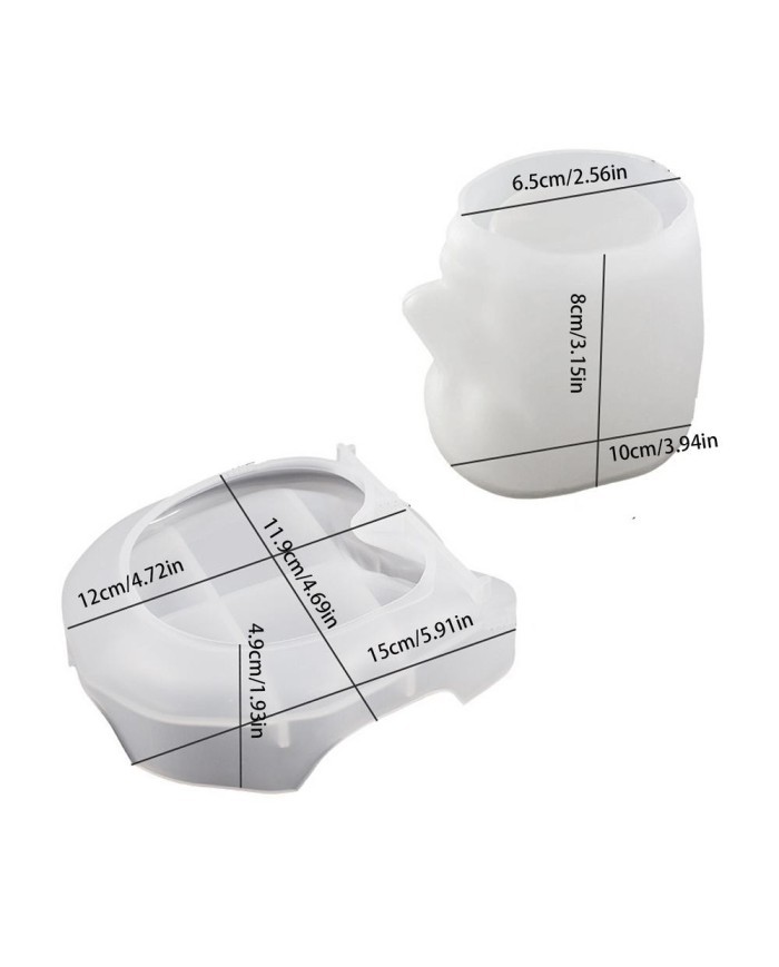 Alt Üst Olmuş Aşk Saksı Epoksi Beton Mum Silikon Kalıp KOD 1256