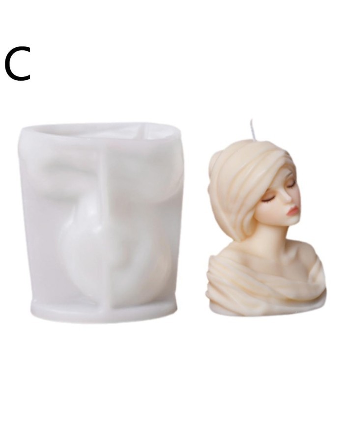 Kızıl Goncalar Örtülü Kadın Mum Beton Silikon Kalıp Kod 1257C