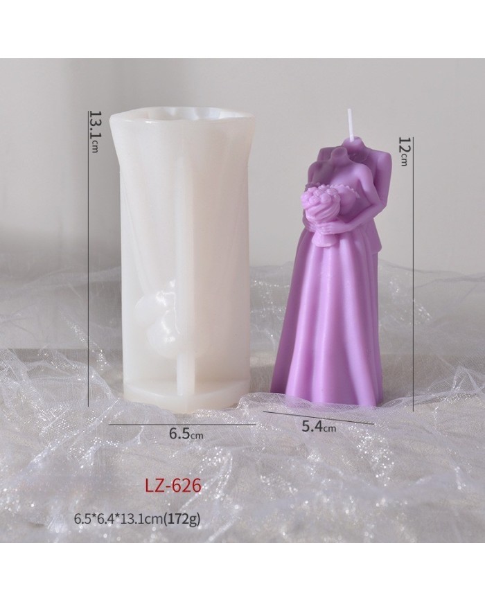 Buketli Gelin Damat Modeli Mum Beton Silikon Kalıp Kod 1258