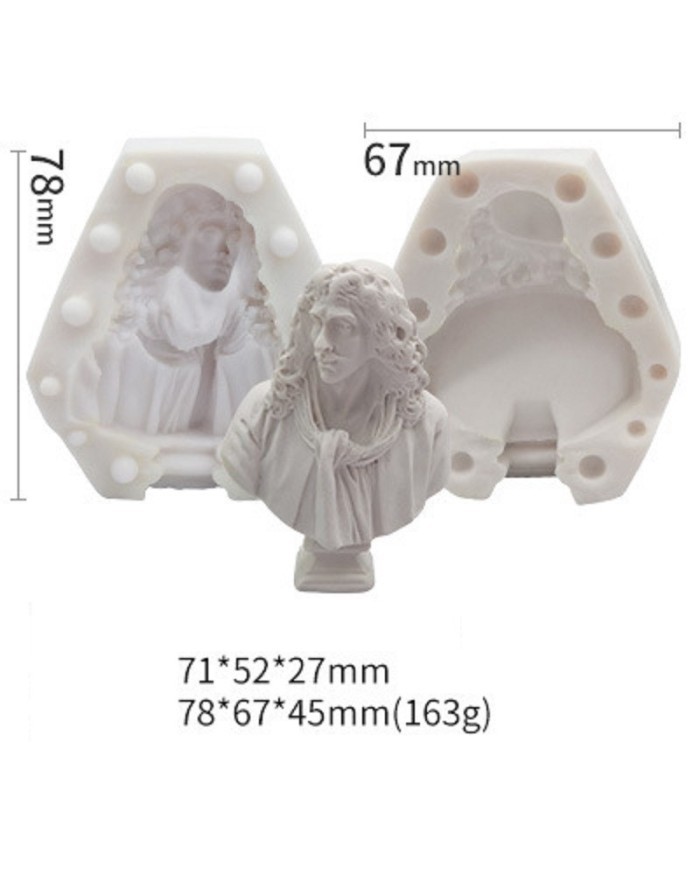 Romalı Uzun Saçlı Erkek Sureti Mum Beton Silikon Kalıp Kod 1259C