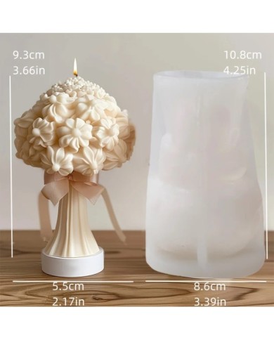 3D Gül Buketi Mum Silikon Kalıp -, Şakayık, Gül ve Çiçek Kümesi Reçine Kalıbı, Sevgililer Günü Hediyesi-Kod: 1260A
