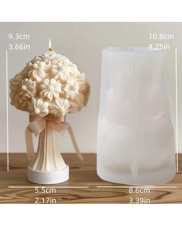 3D Gül Buketi Mum Silikon Kalıp -, Şakayık, Gül ve Çiçek Kümesi Reçine Kalıbı, Sevgililer Günü Hediyesi-Kod: 1260A