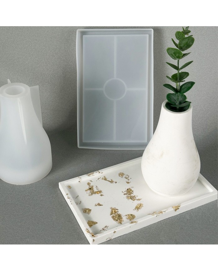 Dikdörtgen Terazzo Bardak Altı Mini Tepsi Reçine Epoksi ve Beton Kalıbı - Kod:1264