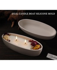 Tekne Model Mum Silikon Kalıp 22cm - Oval Kase, Tekne, Epoksi Reçine ve Alçı Kalıbı-Kod: 1266
