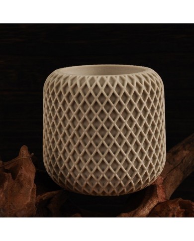 Geometrik File Desenli  Yuvarlak Beton Saksı Kalıbı - Hobi Silikon Kalıbı -Kod:1268