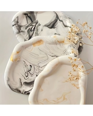 Asimetrik Tepsi Bardak Altı Reçine Epoksi ve Beton Kalıbı - Kod:1271