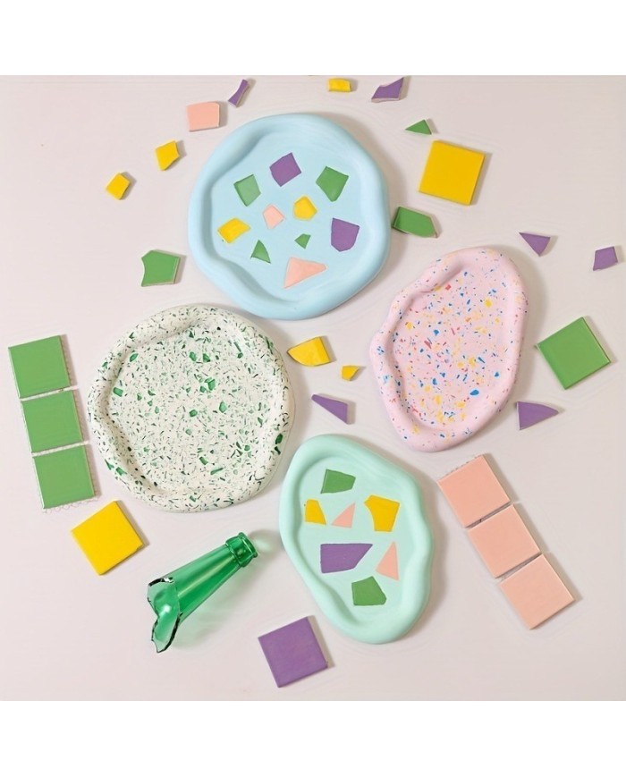 Asimetrik Yuvarlak Tepsi Bardak Altı Reçine Epoksi ve Beton Kalıbı - Kod:1272