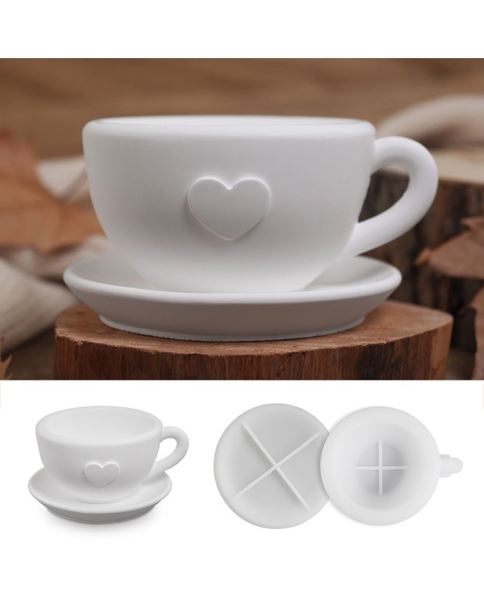 Aşk Kalpli Çay Fincanı- Epoksi ve Beton Kalıbı  -Kod:1273