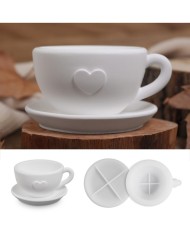 Aşk Kalpli Çay Fincanı- Epoksi ve Beton Kalıbı  -Kod:1273