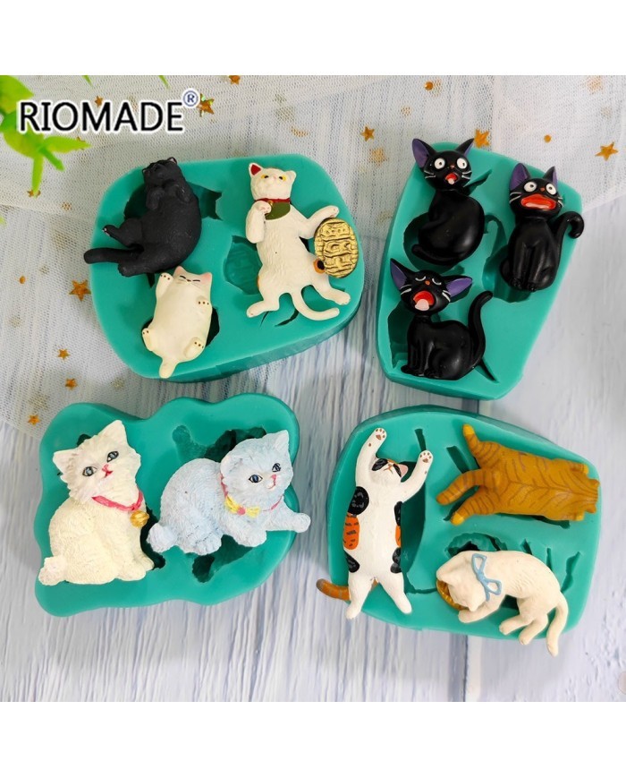 3D Şirin Kediler Silikon Reçine Epoksi Silikon Mum Kalıbı - Kod:M7