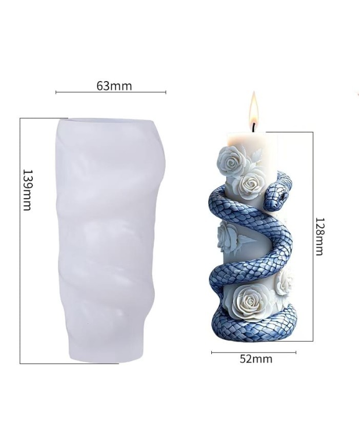 Çiçek Sutun Üzeri Sarılmış Yılan Mum & Sabun Silikon Kalıp Modeli Kod 1181