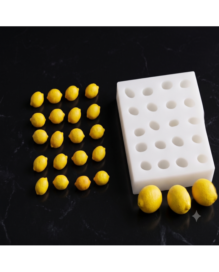 Gerçekçi 20li Yapraksız Limon Silikon Kalıbı 3 cm – Mum, Sabun ve Çikolata Kalıbı