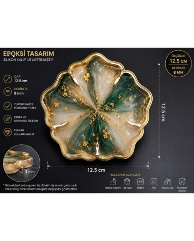 12,5cm - Çiçek Model Bardak Altı Kalıbı - Kod: SN1243